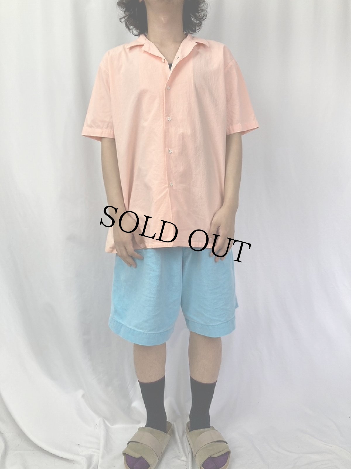 画像2: 80's DEE CEE USA製 オープンカラーコットンシャツ L (2)