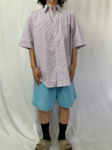 画像2: POLO Ralph Lauren "BIG SHIRT" ストライプ柄 ロゴ刺繍ボタンダウンコットンシャツ L (2)