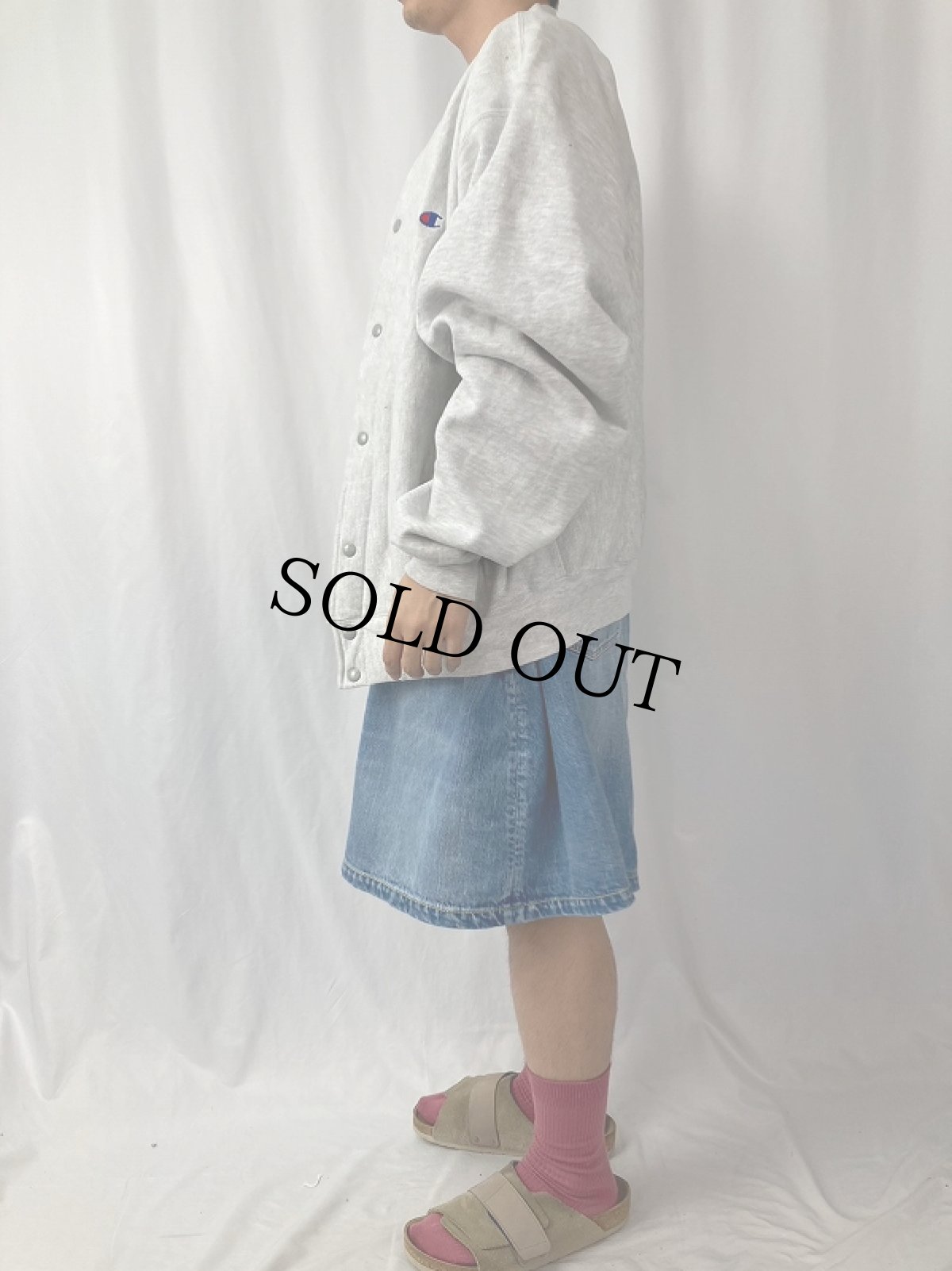 画像3: 90's Champion REVESE WEAVE スナップボタンカーディガン L (3)