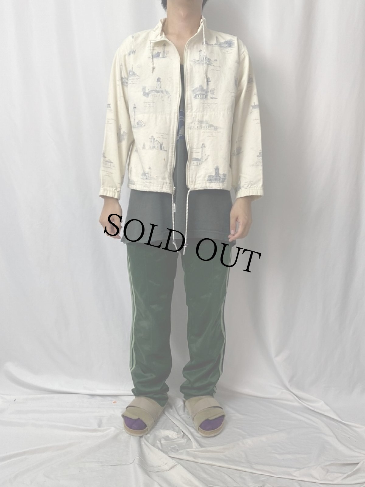 画像2: 80〜90's Artisans USA製 灯台プリント コットンキャンバスジャケット (2)