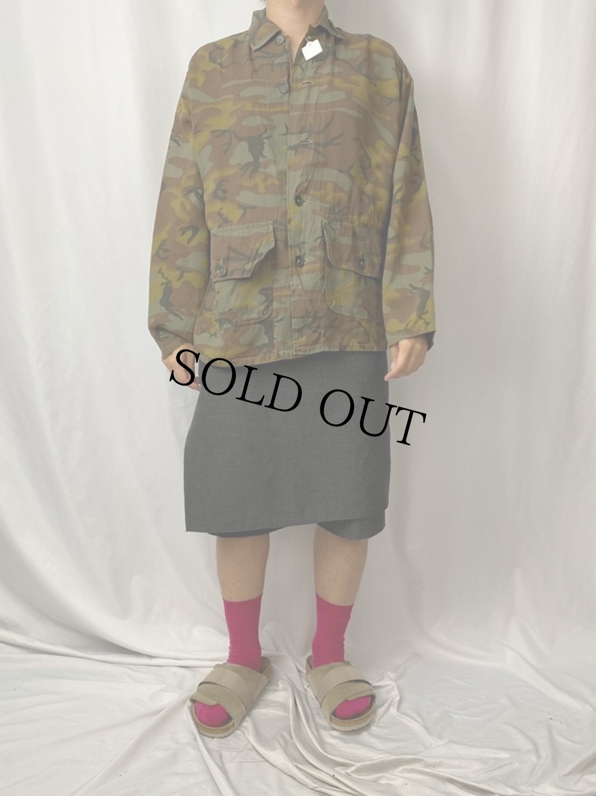 画像2: 60〜70's カモ柄 ハンティングジャケット M (2)