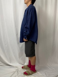 画像3: POLO Ralph Lauren "CLASSIC FIT" リネン×シルク ロゴ刺繍ボタンダウンシャツ NAVY XL (3)
