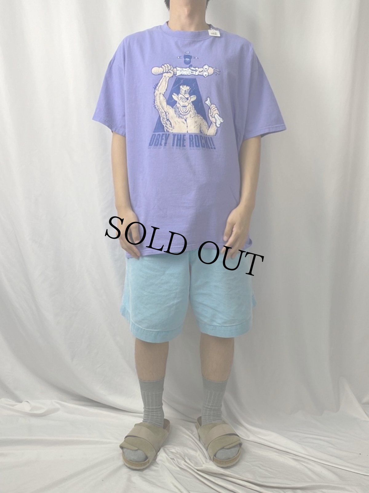 画像3: 2000's CARLO 2001 "OBEY THE ROCK" ゴリライラストプリントTシャツ XL (3)