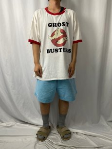 画像2: 90's〜 GHOST BUSTERS USA製 フロッキープリントリンガーTシャツ 2X (2)