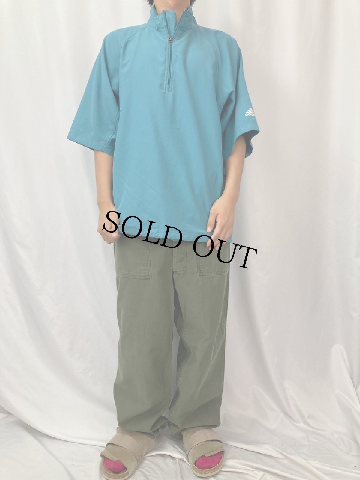 画像2: adidas ポリエステル ハーフジッププルオーバーシャツ M (2)