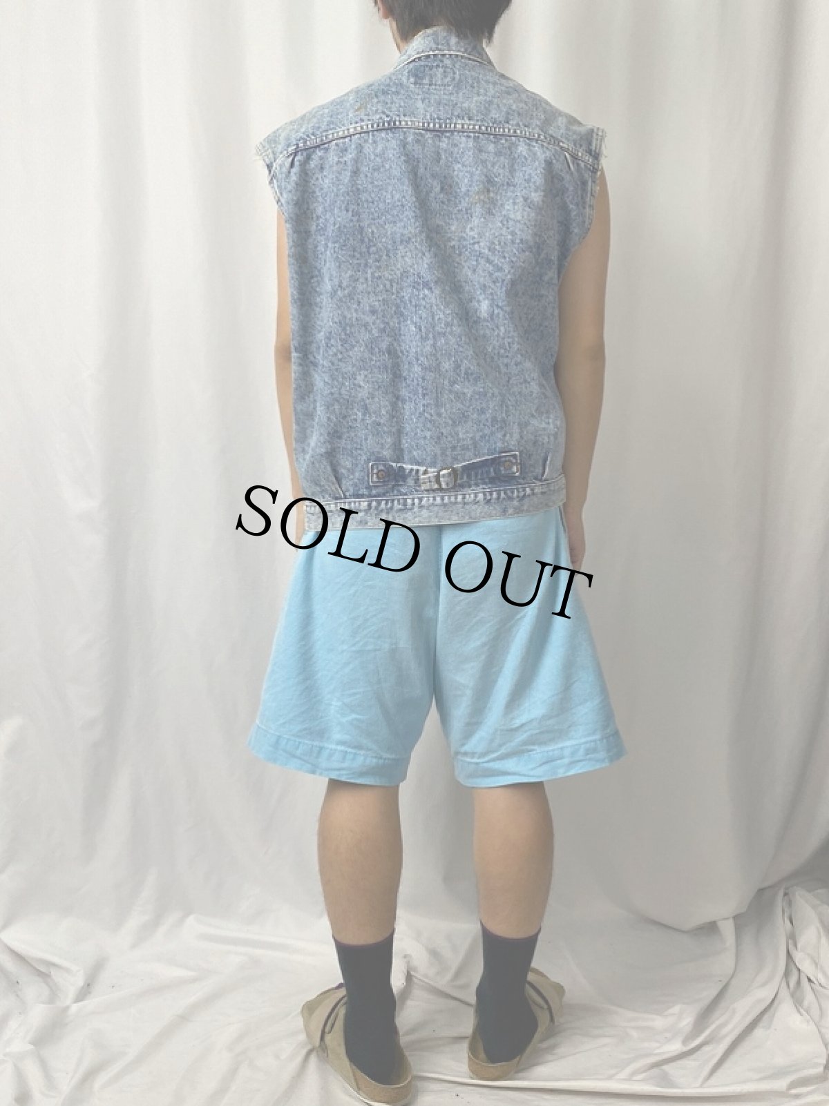 画像4: 80's Levi's 70701 JAPAN製 1st BIGE カットオフデニムジャケット 40 (4)