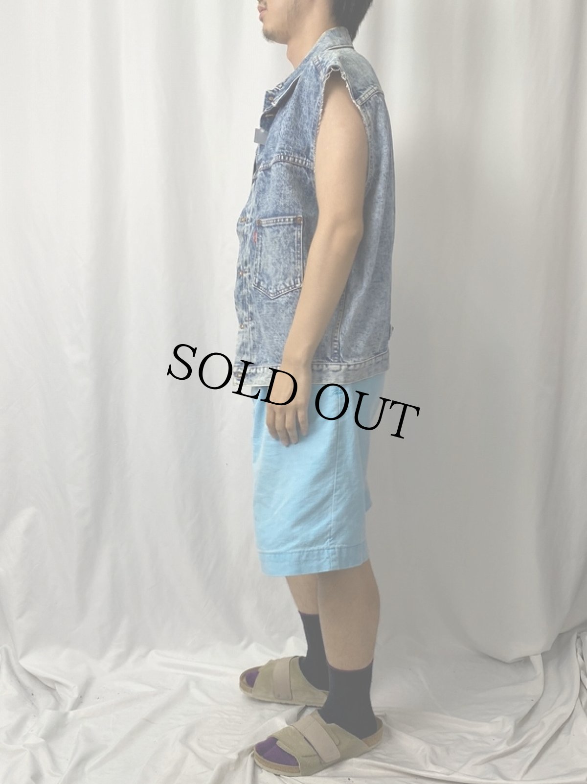 画像3: 80's Levi's 70701 JAPAN製 1st BIGE カットオフデニムジャケット 40 (3)