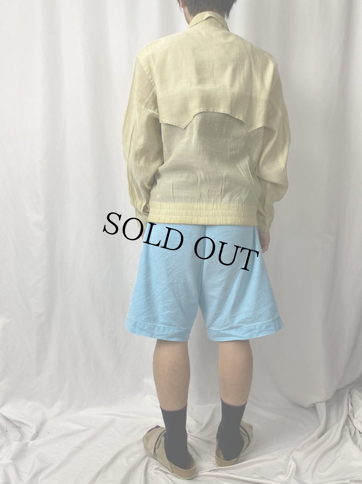 画像4: 70's〜 BLABELL ポリエステル×リネン スイングトップ M (4)