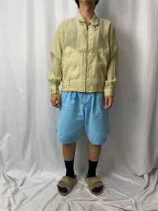 画像2: 70's〜 BLABELL ポリエステル×リネン スイングトップ M (2)