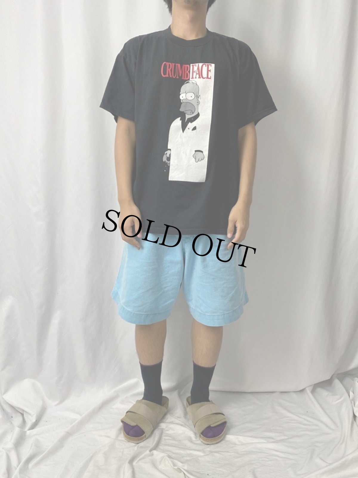 画像2: 2000's THE SIMPSONS "CRUMBFACE" 映画パロディ キャラクタープリントTシャツ BLACK L (2)