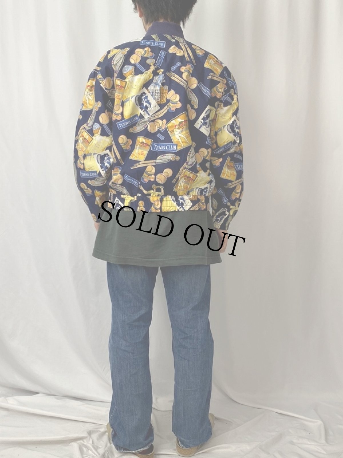 画像4: 90's Lizsport "TENNIS CLUB" テニスプリント コットンジャケット M (4)