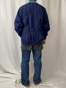 画像4: 90's Eddie Bauer ストライプ柄 ナイロンプルオーバー NAVY XL (4)