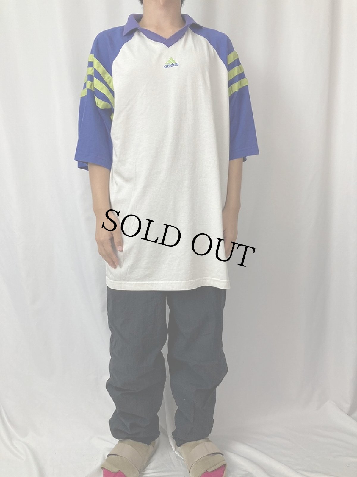 画像2: 80's adidas USA製 ロゴ刺繍プルオーバーシャツ XL (2)