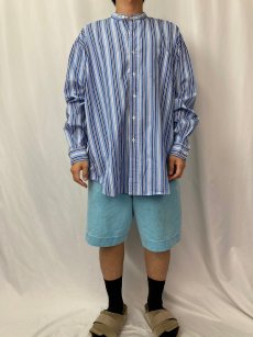 画像2: 【SALE】 POLO Ralph Lauren "POSTBOY" ストライプ柄 TWO-PLYコットンバンドカラーシャツ L (2)