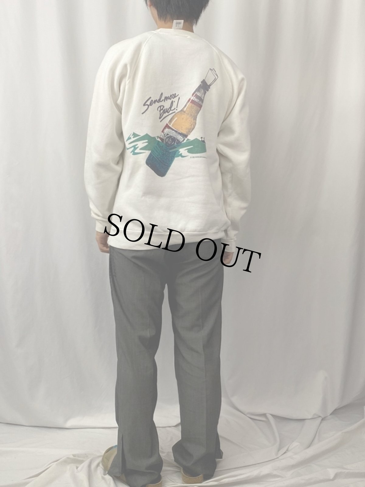 画像5: 80's Budweiser USA製 "Send more Bud!" ビールメーカープリントラグランスウェット L (5)