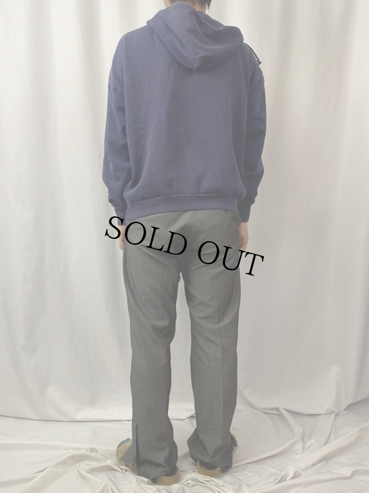 画像4: 80's sportswear USA製 無地ジップアップパーカー NAVY XL (4)