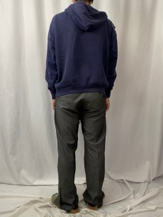 画像4: 80's sportswear USA製 無地ジップアップパーカー NAVY XL (4)