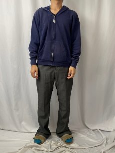 画像2: 80's sportswear USA製 無地ジップアップパーカー NAVY XL (2)