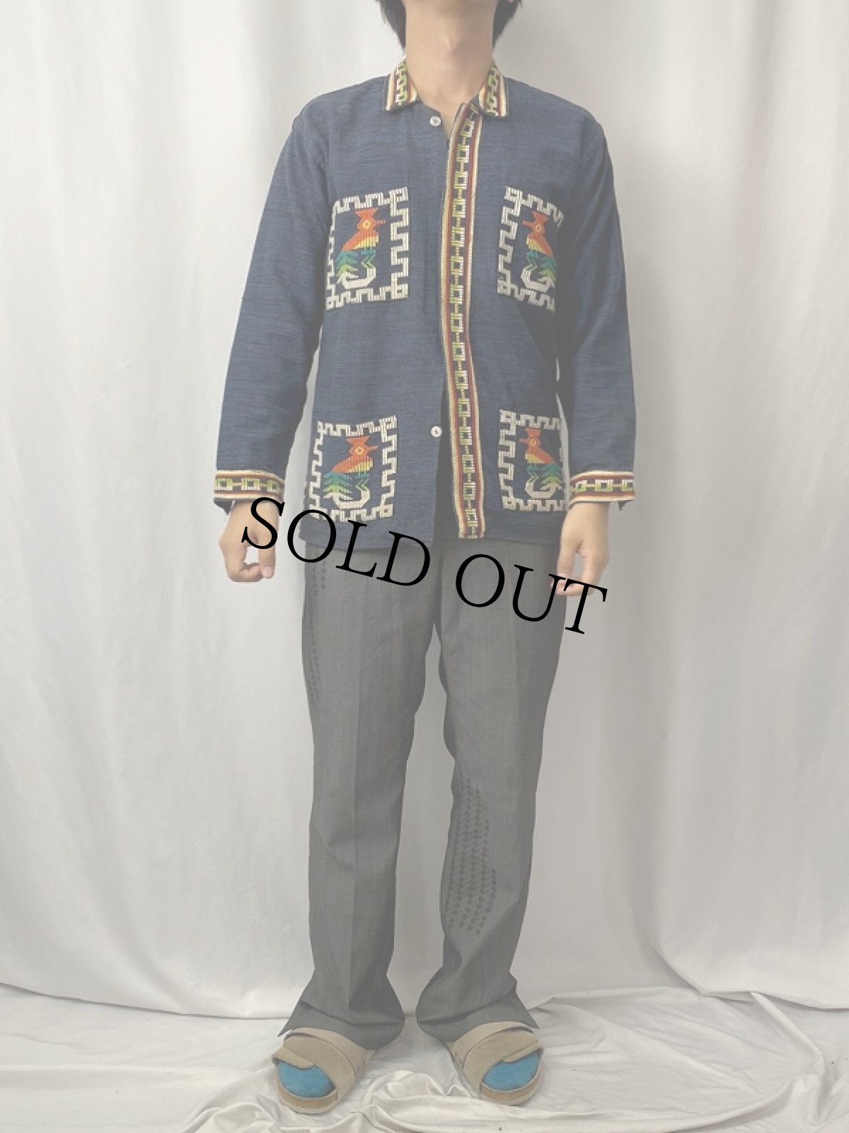 画像3: 60〜70's グアテマラシャツ NAVY (3)