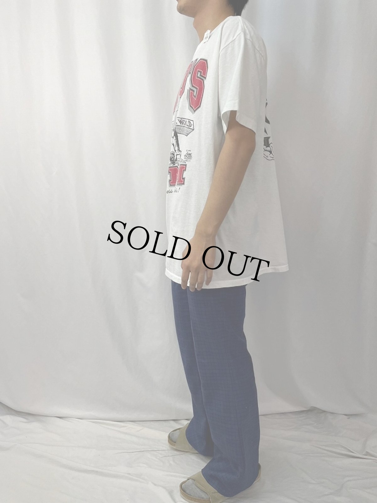 画像4: 90's LORD'S GYM USA製 "HIS PAIN YOUR GAIN" ジーザスパロディプリントTシャツ XL (4)