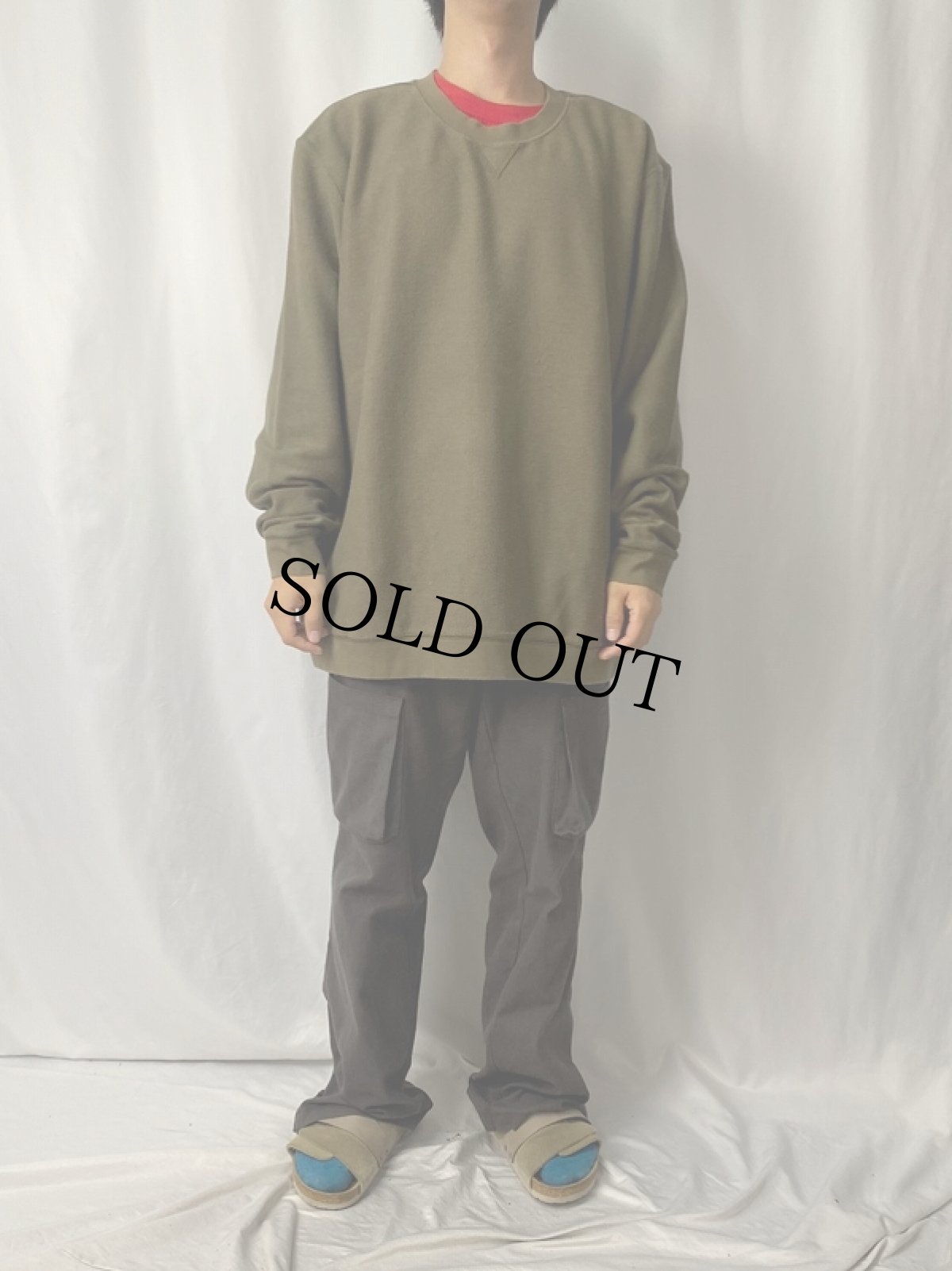 画像2: LANDS'END 前V 無地パイルスウェット XL (2)