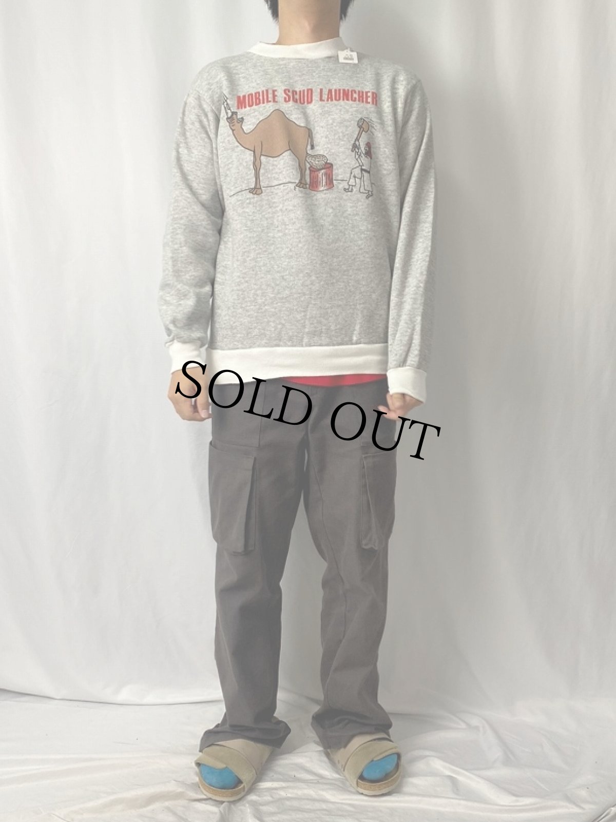 画像2: 90's〜 "MOBILE SCUD LAUNCHER" シュールイラストプリントスウェット (2)
