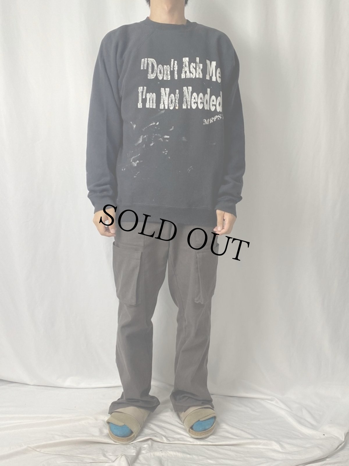 画像2: 90's〜 "Don't Ask Me, I'm Not Needed" ペンキペイント プリントスウェット BLACK L (2)