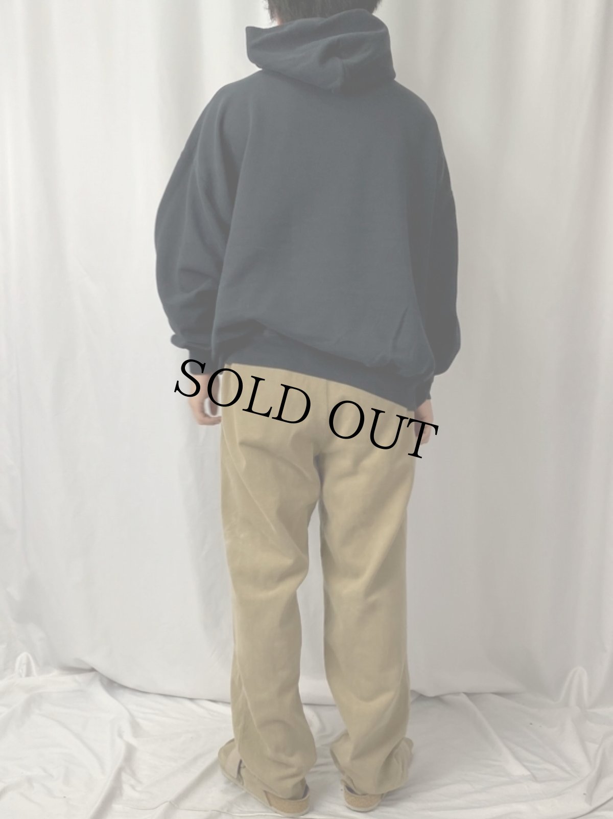 画像4: 90's LORD'S GYM "Bench Press This!" ジーザスパロディプリントパーカー BLACK 2X (4)