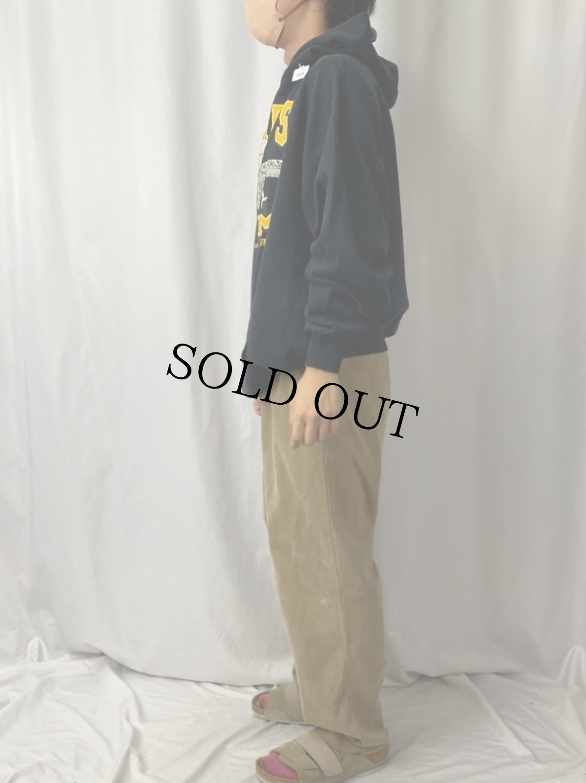 画像3: 90's LORD'S GYM "Bench Press This!" ジーザスパロディプリントパーカー BLACK 2X (3)