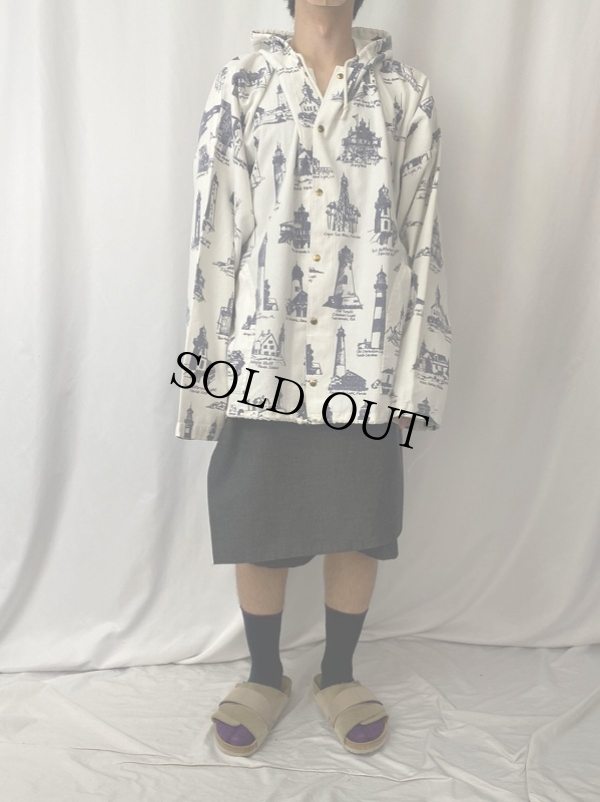 画像2: 80〜90's MICHIGAN RAG "Lighthouse Pattern" Cotton Parka L/XL (2)