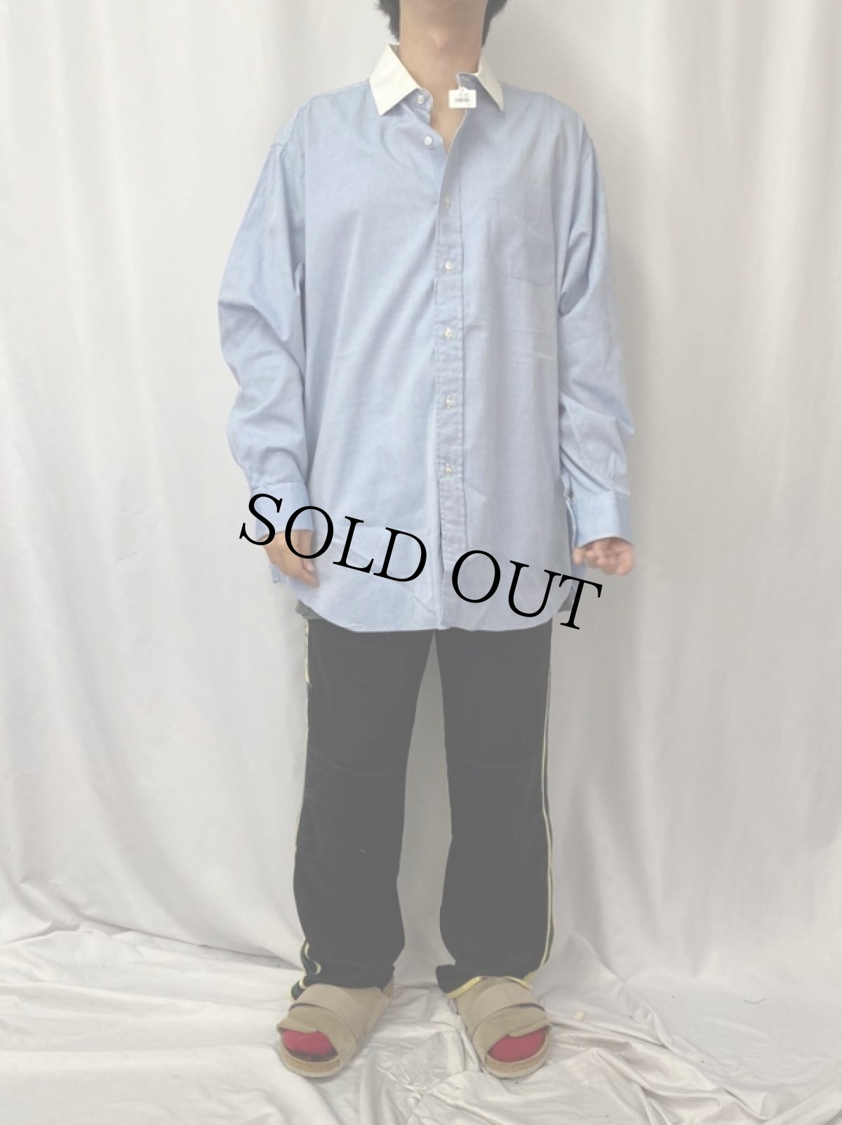 画像2: 90's GITMAN BROS USA製 バイカラーコットンシャツ 17-34 (2)