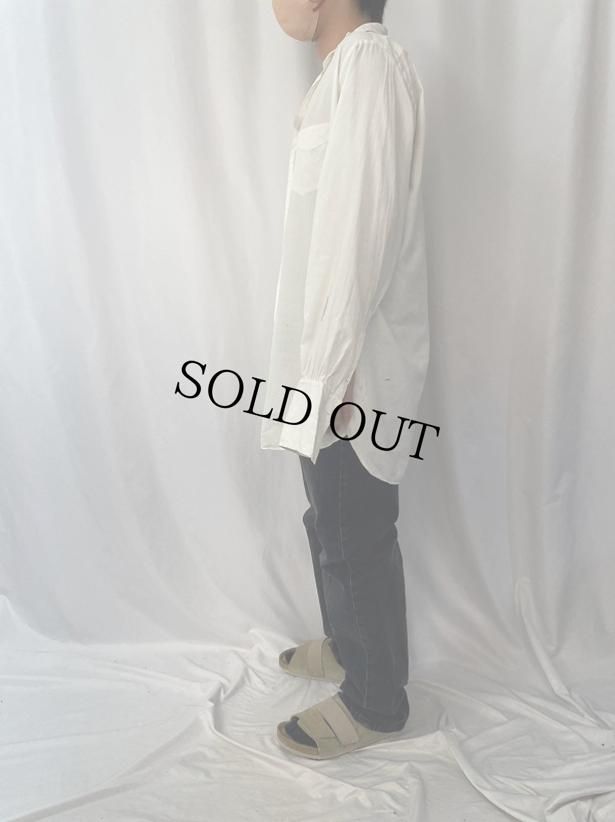 画像3: 40's〜 BELDEN・EVANS CO. ダブルカフス×マチ付き コットンドレスシャツ (3)