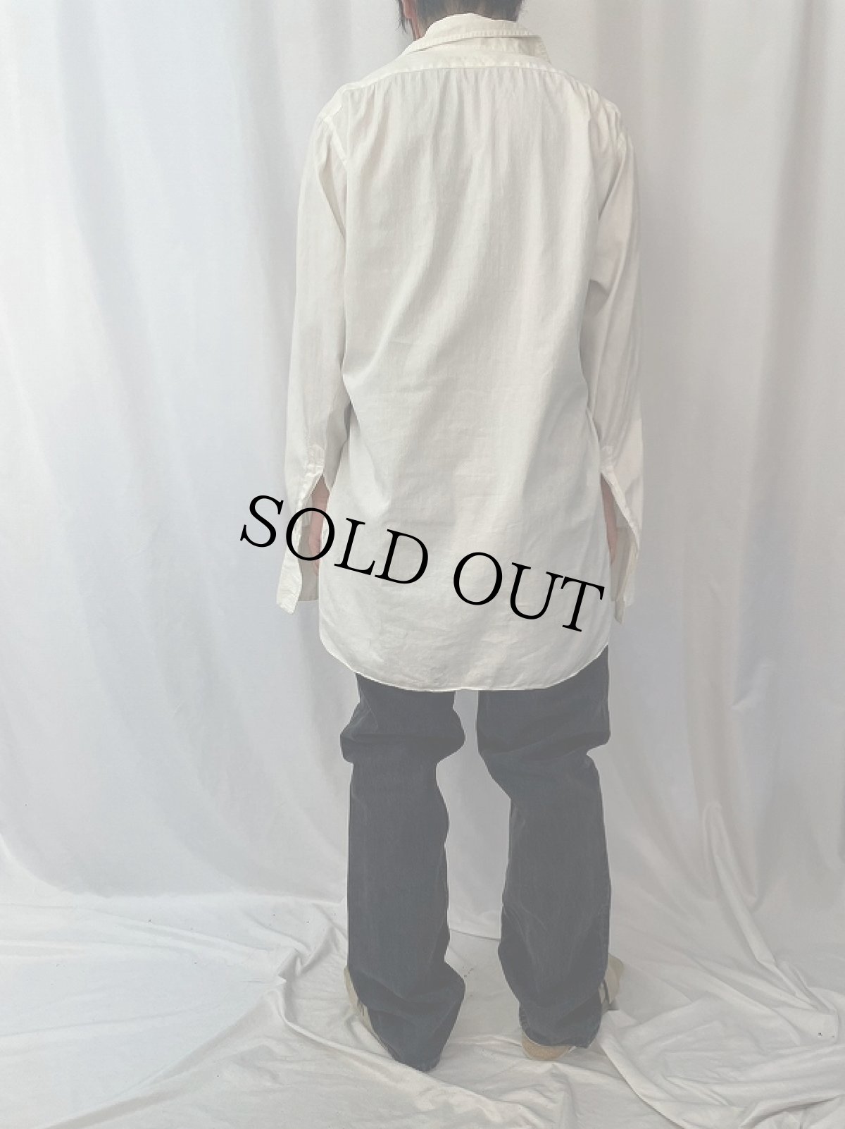 画像4: 40's〜 BELDEN・EVANS CO. ダブルカフス×マチ付き コットンドレスシャツ (4)