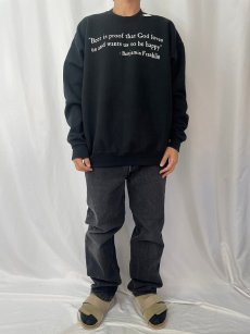 画像2: 90's Benjamin Franklin "Beer id proof..." 名言プリントスウェット BLACK XL (2)