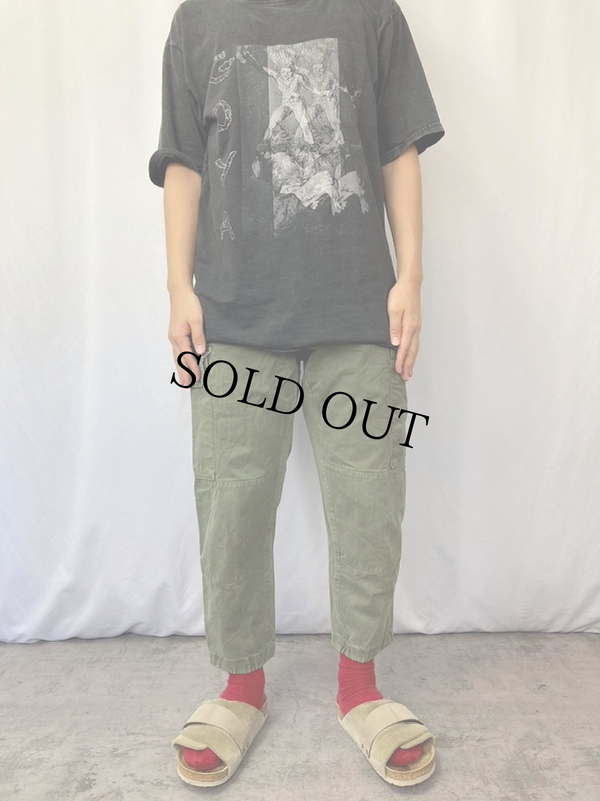 画像2: 60's FRENCH ARMY M-47後期 ヘリンボーンツイルカーゴパンツ W31 (2)