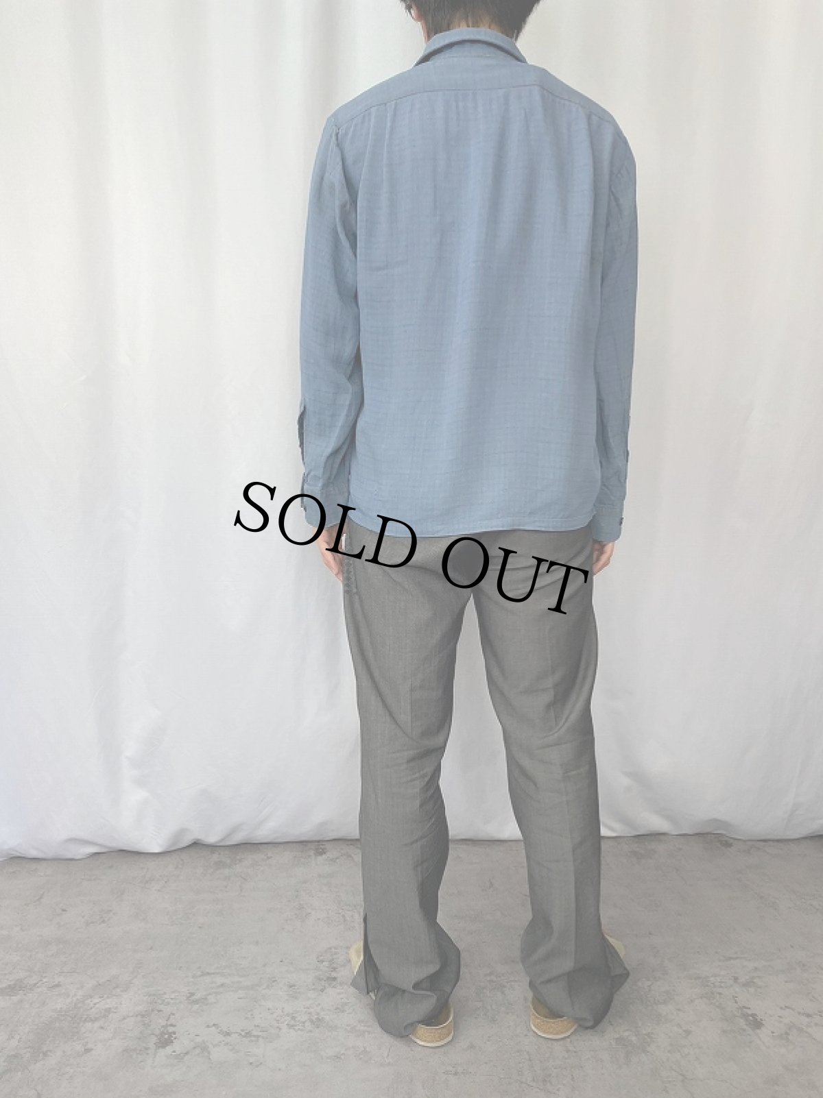 画像3: 60's Sportsman チェック柄 レーヨンオープンカラーシャツ M (3)