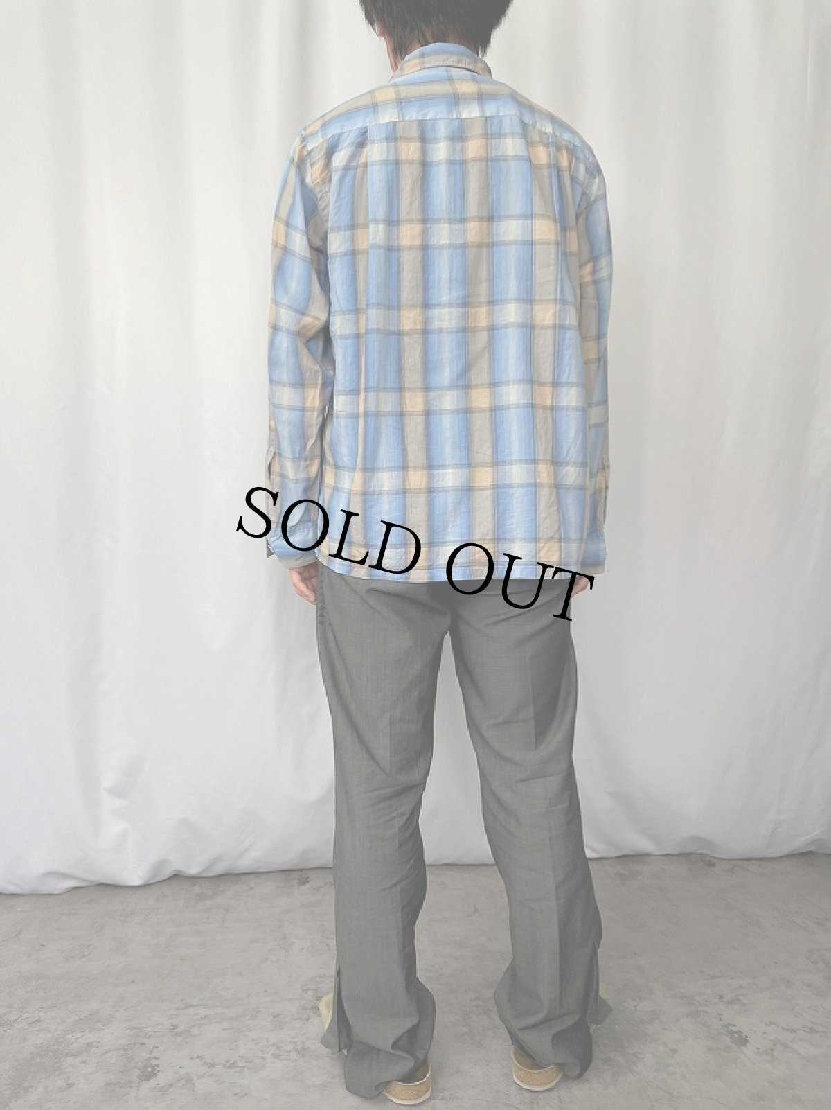 画像3: 60's Cypress of California オンブレーチェック柄 オープンカラーシャツ M (3)