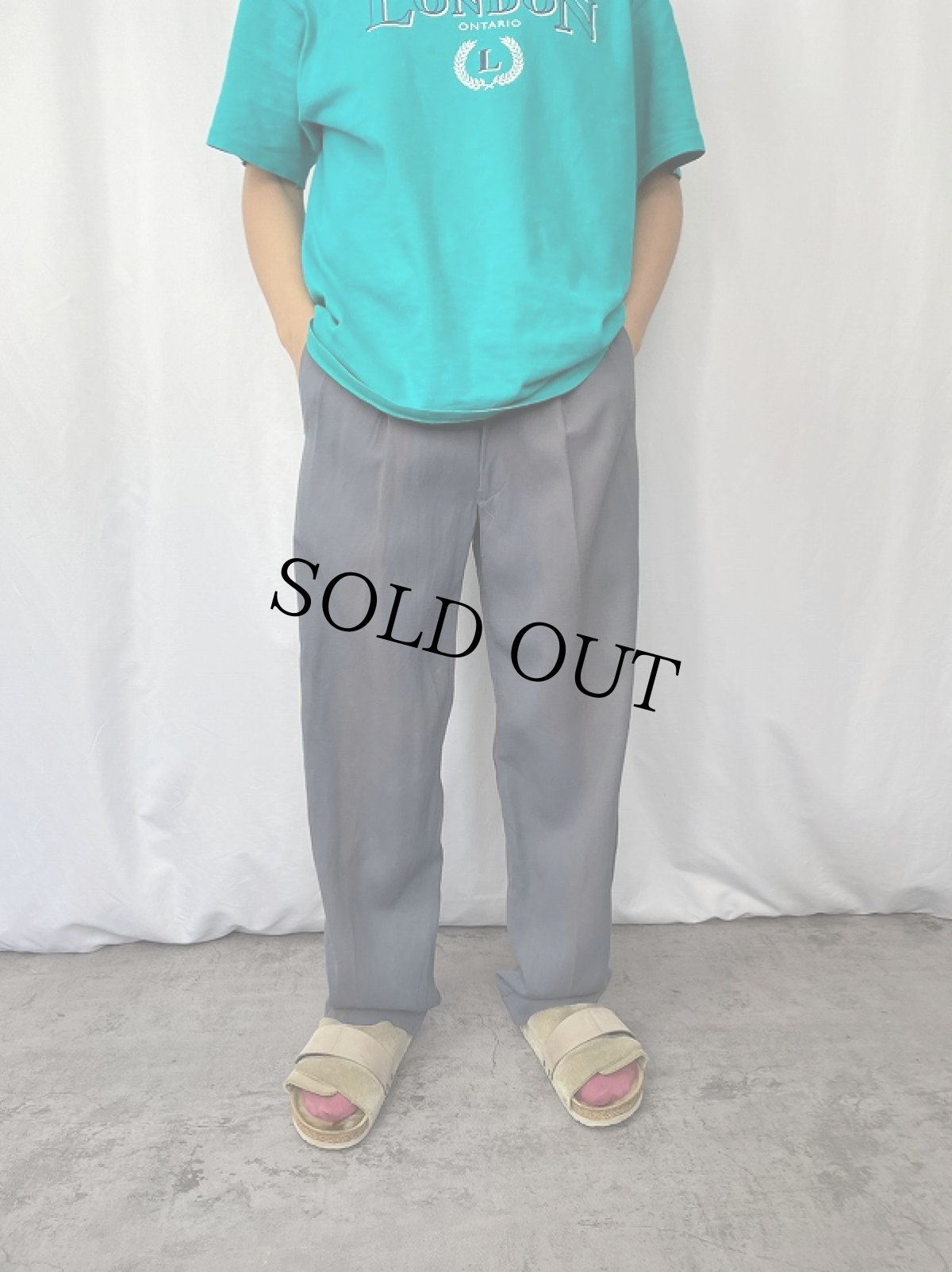 画像2: 50's 2タックレーヨンギャバジントラウザーズ  W29 (2)