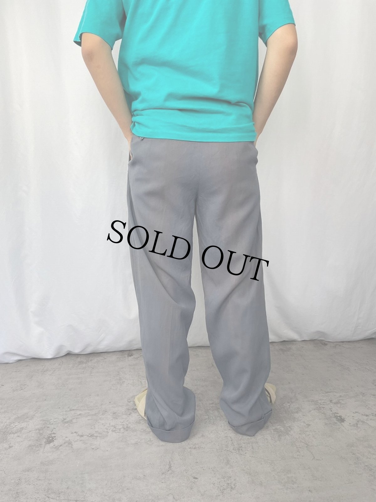 画像3: 50's 2タックレーヨンギャバジントラウザーズ  W29 (3)