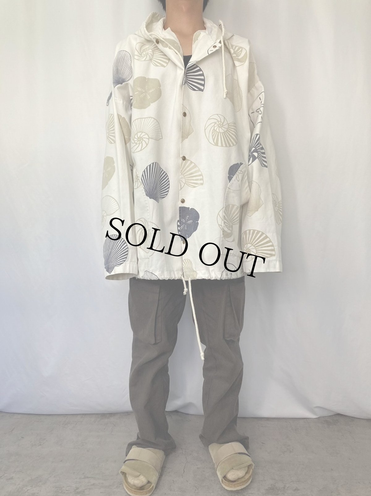 画像2: 80〜90's MICHIGAN RAG USA製 シェル柄 コットンパーカー L/XL (2)