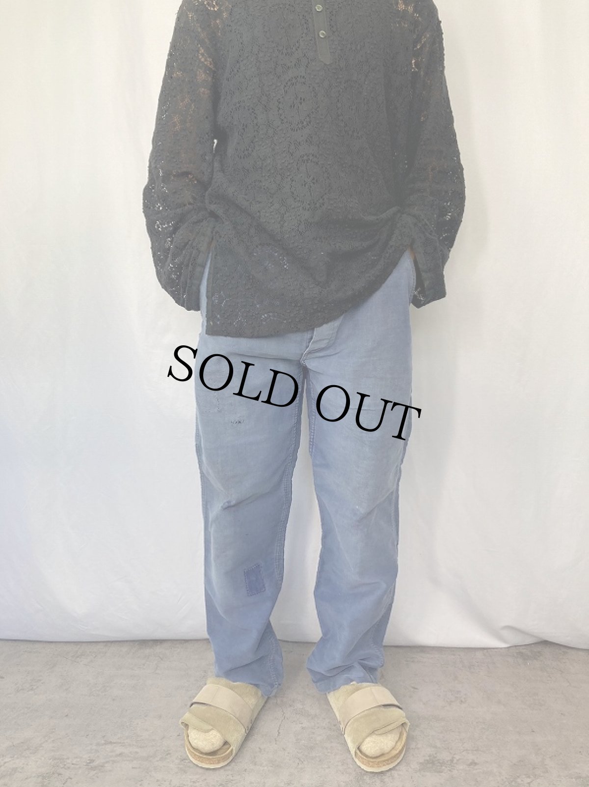 画像2: 50〜60's FRENCH モールスキンワークパンツ W31 (2)