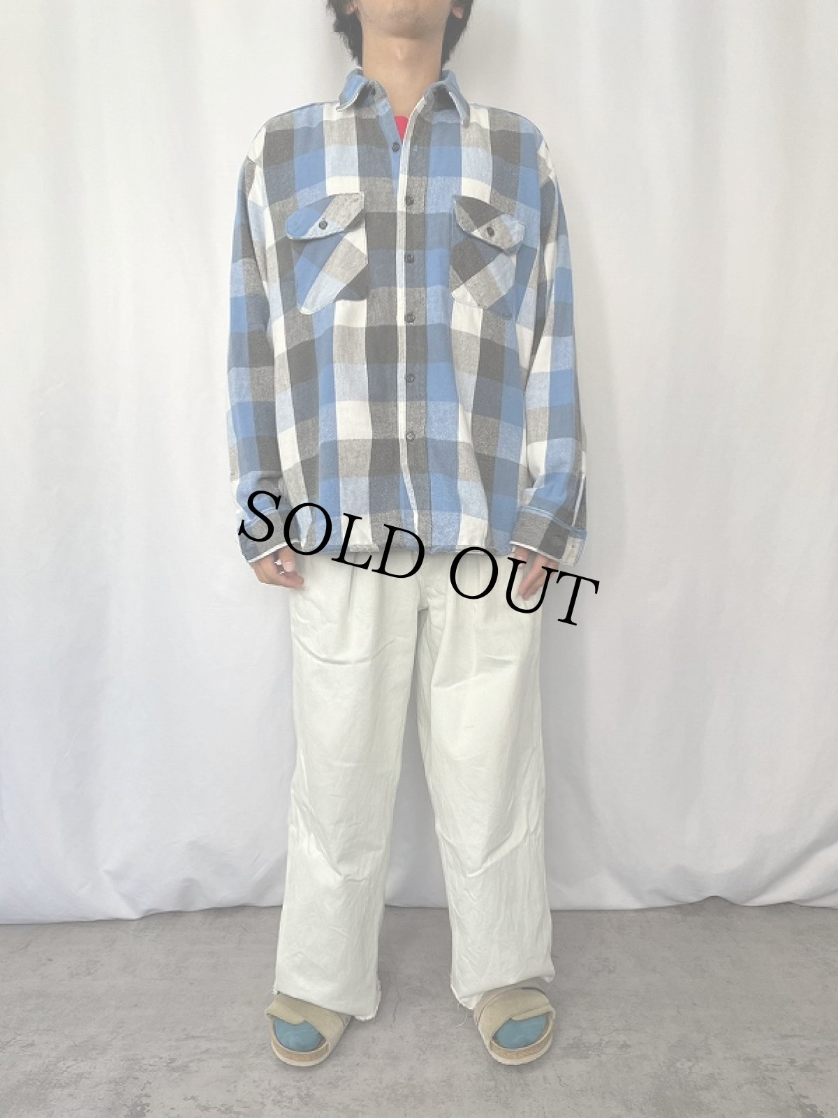 画像2: 70〜80's FIVE BROTHERS USA製 チェック柄 ヘビーネルシャツ XL (2)