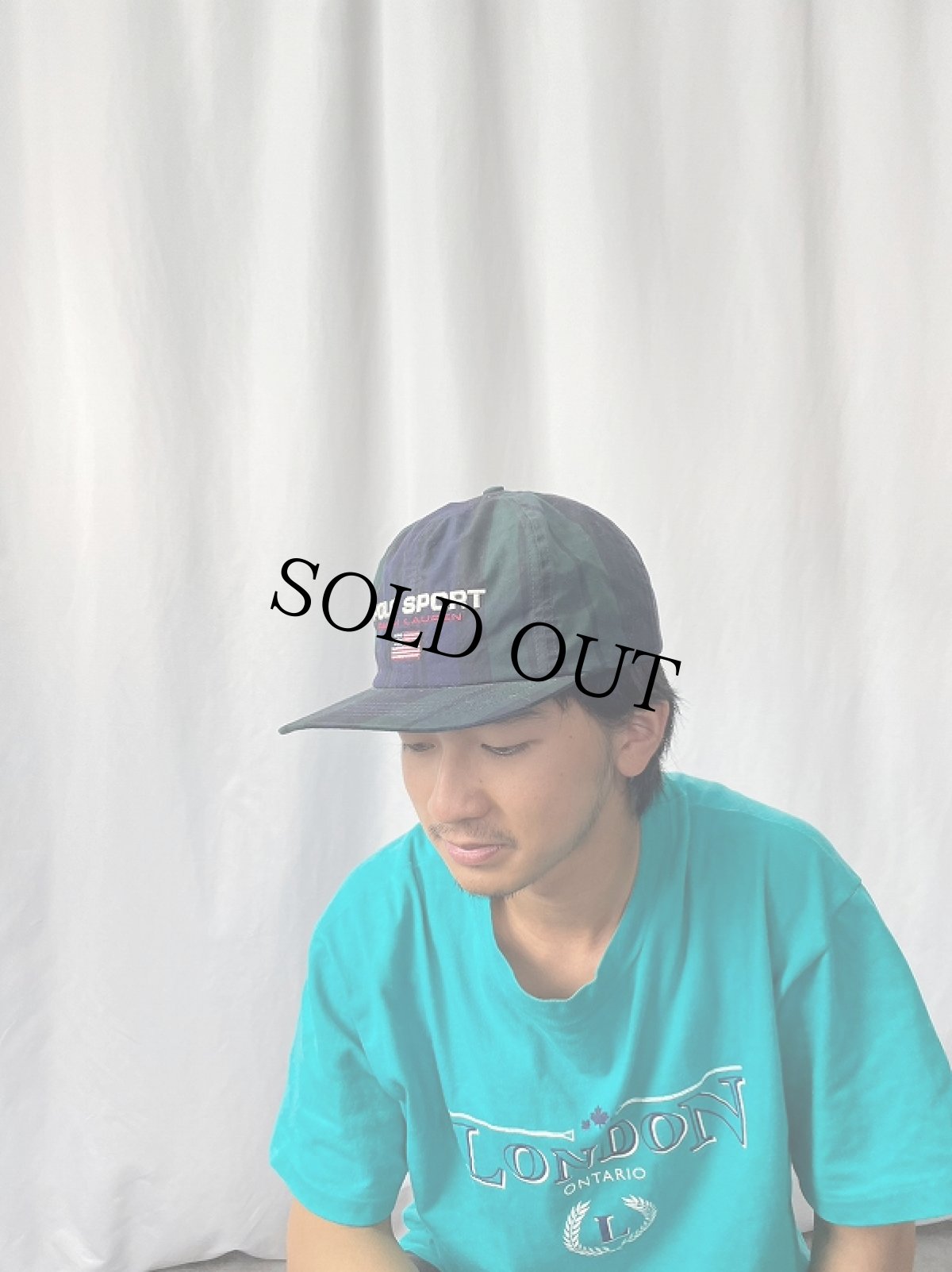 画像2: 90's POLO SPORT Ralph Lauren USA製 ブラックウォッチチェック柄 コットンキャップ S/M (2)