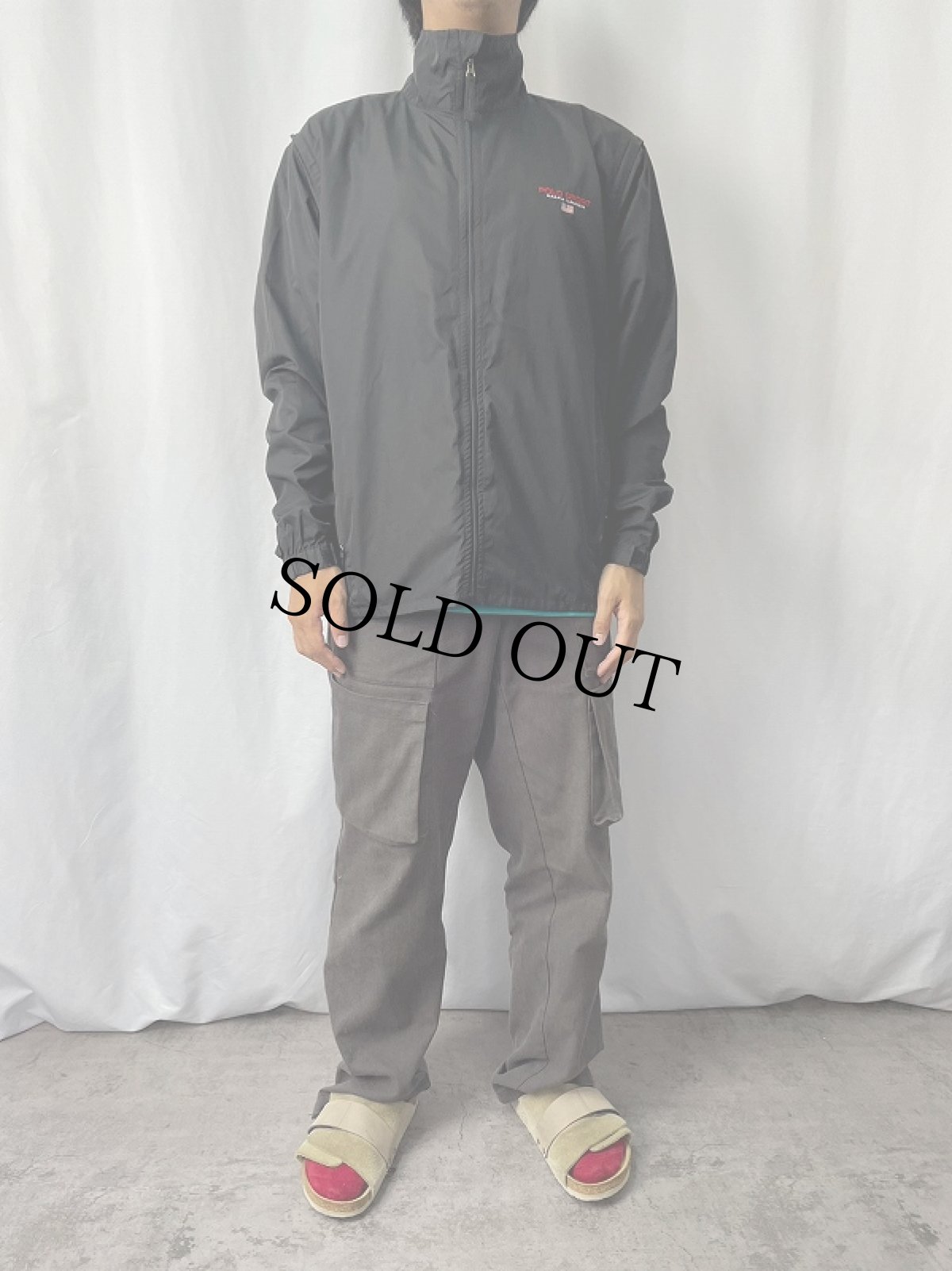 画像2: 90's POLO SPORT Ralph Lauren ポリエステル ドッキングジャケット BLACK M (2)