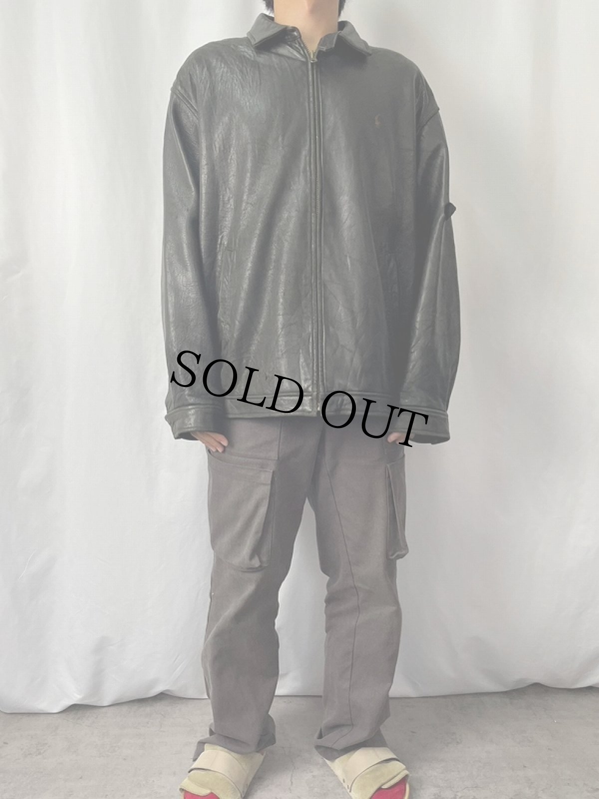 画像2: POLO Ralph Lauren チンスト付き ラムレザージャケット BLACK L (2)