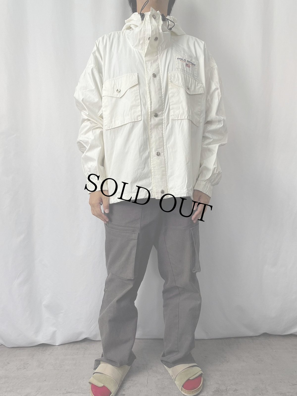 画像2: 90's POLO SPORT Ralph Lauren メッシュライナー ロゴ刺繍 コットンマウンテンパーカー (2)