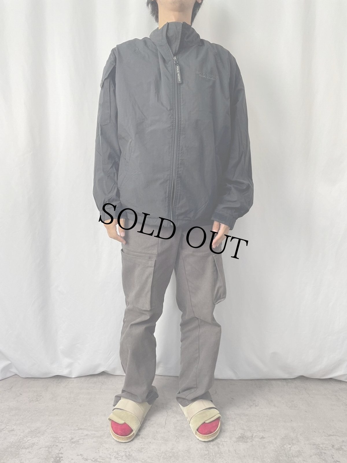 画像2: 90's POLO SPORT Ralph Lauren ロゴ刺繍 ナイロンジャケット BLACK L (2)