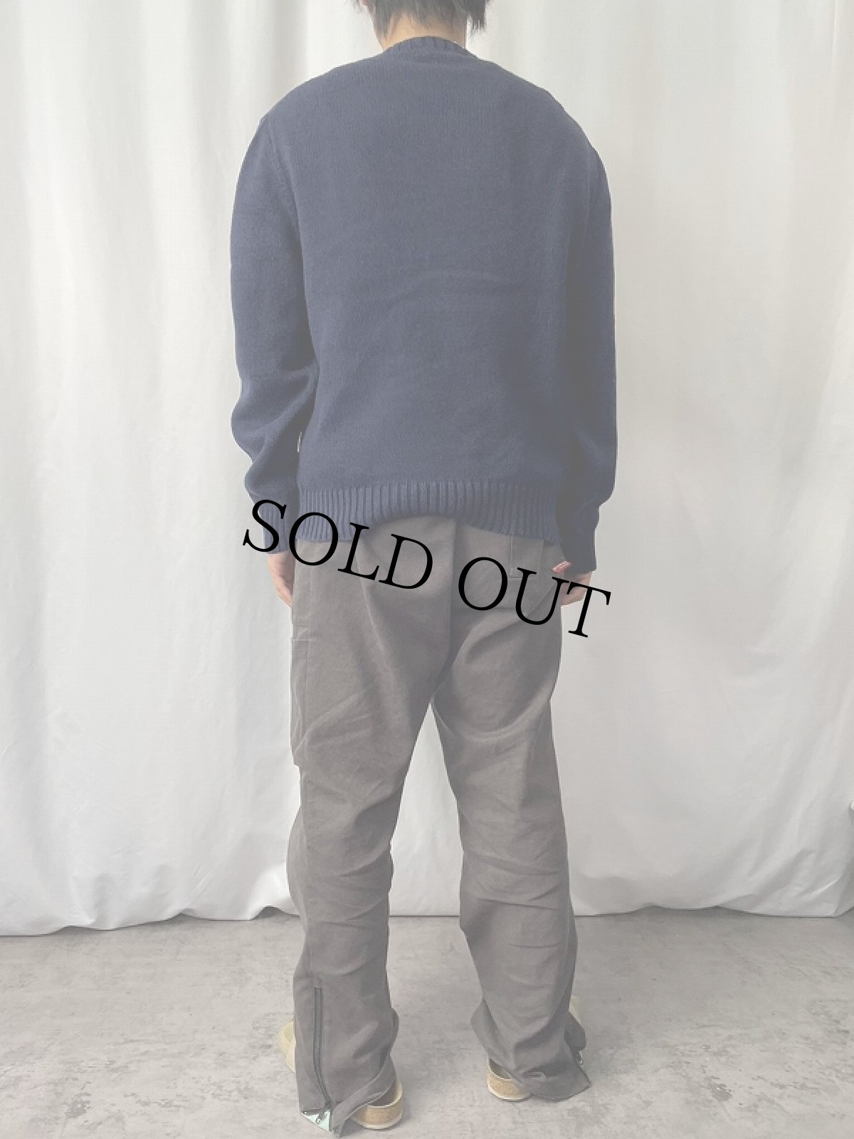 画像3: POLO Ralph Lauren "RL" ポロベア コットン×リネン ニットセーター NAVY L (3)