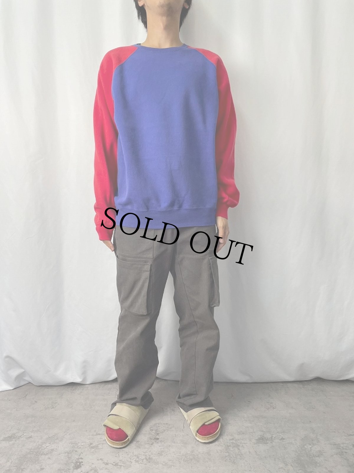 画像2: 90's POLO Ralph Lauren 切り替えデザイン ラグランスウェット S (2)