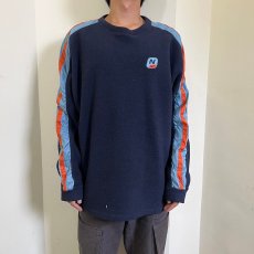 画像2: 90's NIKE 切り替えデザイン フリーススウェット NAVY M (2)